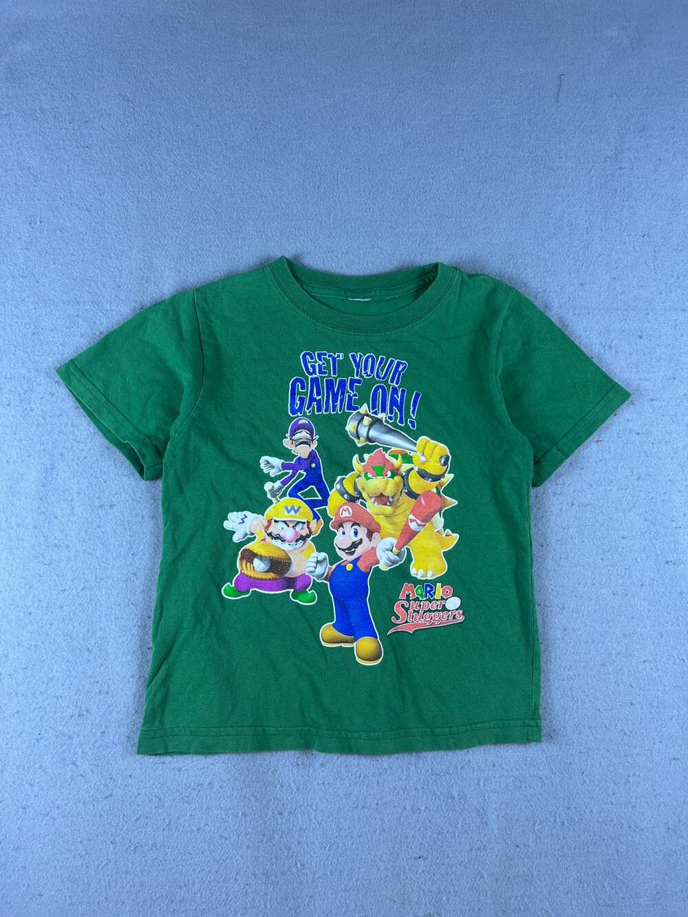 Nintendo T-Shirt Youth S Green Mario Super Sluggers Get Your Game On Graphic Tee